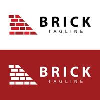 Abstract design simple red brick logo vector building material template illustration