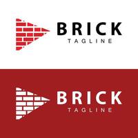 Abstract design simple red brick logo vector building material template illustration