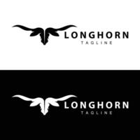 Longhorn logo design vintage old bull texas western country black silhouette vector