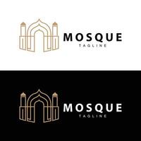 Black silhouette design of Islamic place of worship simple modern minimalist mosque logo template vector