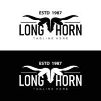 Longhorn logo design vintage old bull texas western country black silhouette vector
