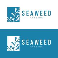 Seaweed Logo Design Underwater Plant Illustration Template vector