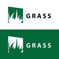 Farm illustration green grass logo design simple natural grass vector template