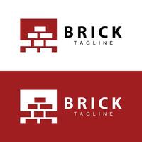 Abstract design simple red brick logo vector building material template illustration