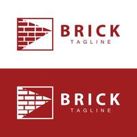 Abstract design simple red brick logo vector building material template illustration