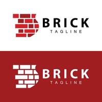 Abstract design simple red brick logo vector building material template illustration