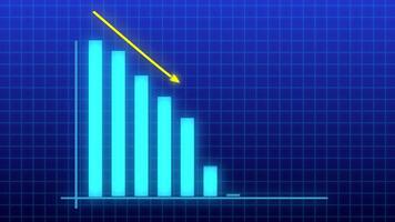 graphic animation with a blue graph and a downward yellow arrow video