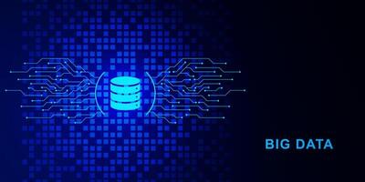 Computer serve with electronic board. Online storage and cloud computing concept. Big data information exchange and digital business technology. Vector illustration.