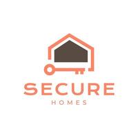 home security key padlock modern architect simple minimalist logo design vector icon illustration