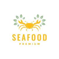 delicious cuisine nature leaves crab seafood taste colorful logo design vector icon illustration