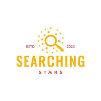 searching stars magnifying glass simple colorful logo design vector icon illustration