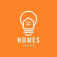 creative idea bulb lamp home architecture modern line minimalist style logo design vector icon illustration