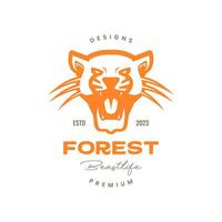 animal beast forest wildlife carnivore jaguar roar vintage style colorful logo design vector icon illustration