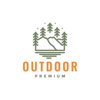 outdoor nature peak tree forest jungle line style simple minimalist logo design vector icon illustration