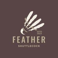 shuttlecock sport badminton feather rough style logo design vector icon illustration