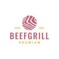 meat beef texture marble quality simple colorful circle logo design vector icon illustration