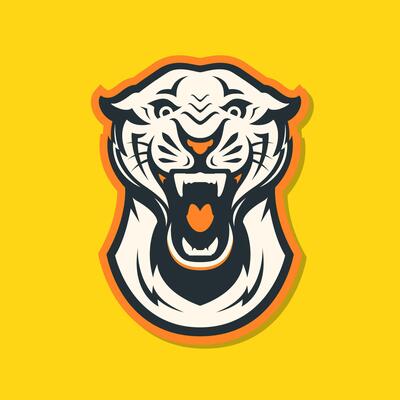 white tiger portrait roar beast wildlife carnivore fang modern colorful mascot cartoon character sticker logo design vector icon illustration