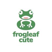 green frog amphibian with blossom leaves modern clean flat simple logo design vector icon illustration