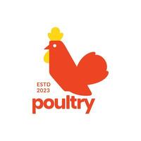 rooster chicken poultry flat style simple modern colorful clean logo design vector icon illustration