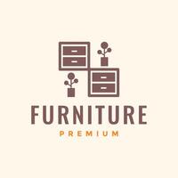 cofre de cajón mueble interior moderno minimalista sencillo futurista limpiar logo diseño vector icono ilustración