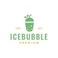 ice drink bubble nature leaves juice colorful simple logo design vector icon illustration