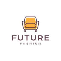 sofa armchair interior furniture modern minimalist line style colorful flat logo design vector icon illustration