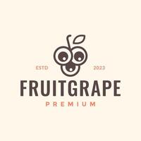 Fruta uva circulo mínimo sencillo estilo línea hipster Clásico logo diseño vector icono ilustración