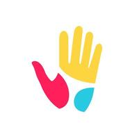 hand waving modern colorful abstract style simple flat logo design vector icon illustration