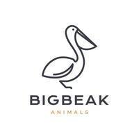 pelican bird big beak simple line style minimal colored modern logo design vector icon illustration