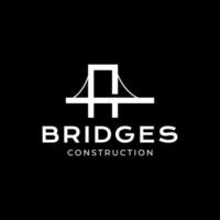 cable stayed bridge construction building simple minimal line style clean flat logo design vector icon illustration