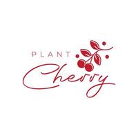 Cereza Fruta planta femenino estilo línea plano sencillo mínimo logo diseño vector ilustración