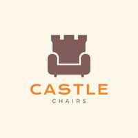 armchair sofa castle furniture interior innovation simple minimalist logo design vector icon illustration