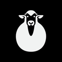 face portrait sheep wool circle modern cattle shape minimal mascot character flat clean logo design vector icon illustration