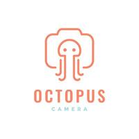 octopus or jellyfish camera photography water sea ocean line style minimalist clean flat logo design vector icon illustration