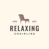 relaxing chair sleep pool furniture modern minimal colored hipster logo design vector icon illustration