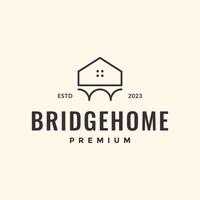 arch bridge with house line construction minimal architecture simple logo design vector icon illustration