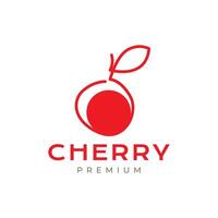 fresh fruit cherry line style art minimal colorful modern simple logo design vector icon illustration