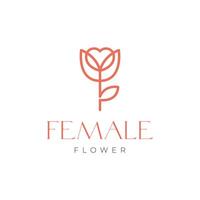 flor Rosa amor planta línea estilo sencillo femenino belleza florista botánico logo diseño vector icono ilustración