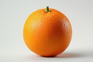 AI generated Close-Up of A Fresh, Ripe Orange Isolated on a White Background A side view of a plump orange with brightly colored, photo