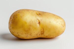 AI generated Close-up a single potato on a white background, highlighting its texture and details. photo