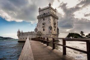 Lisbon, Portugal at Belem Tower on the Tagus River photo