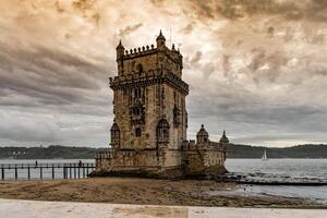 Lisbon, Portugal at Belem Tower on the Tagus River photo