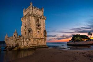 Lisbon, Portugal at Belem Tower on the Tagus River photo