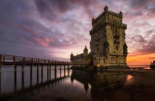 Lisbon, Portugal at Belem Tower on the Tagus River photo