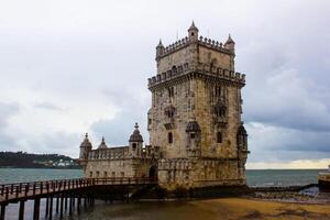 Lisbon, Portugal at Belem Tower on the Tagus River photo