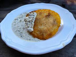 Fried Potato Pancakes with Minced Meat photo