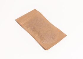 Paper pouch with zip lock, angle view photo