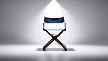 AI generated Empty directors chair in spotlight in studio background photo