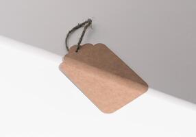 Kraft paper tag, eco carton label mockup, blank card on rope, twine, string photo