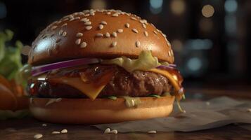 AI generated Realistic burger photo